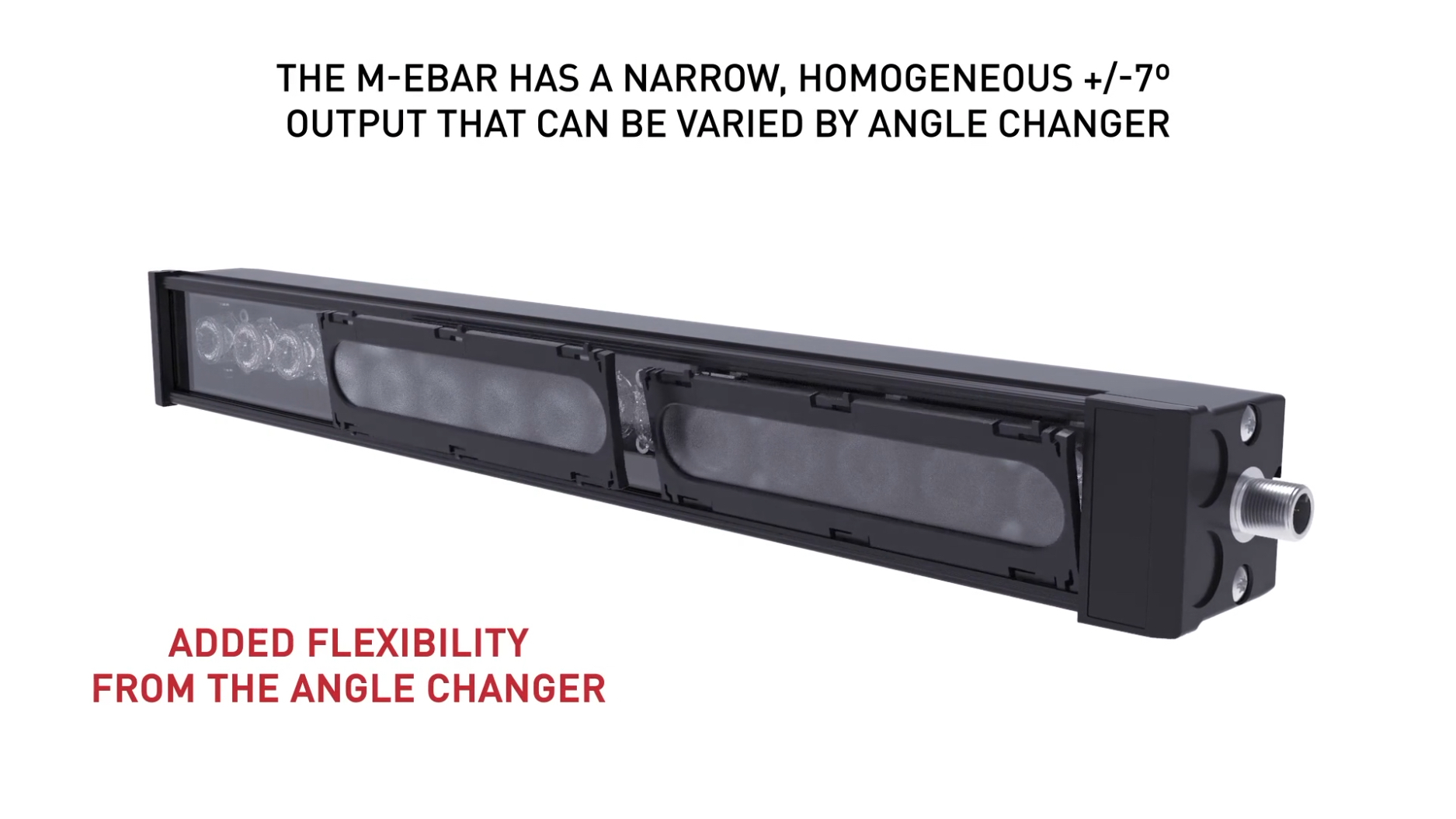 M-EBAR with its angle changers to change lighting output for different applications. Easy to install without exposing LEDs or circuit boards.