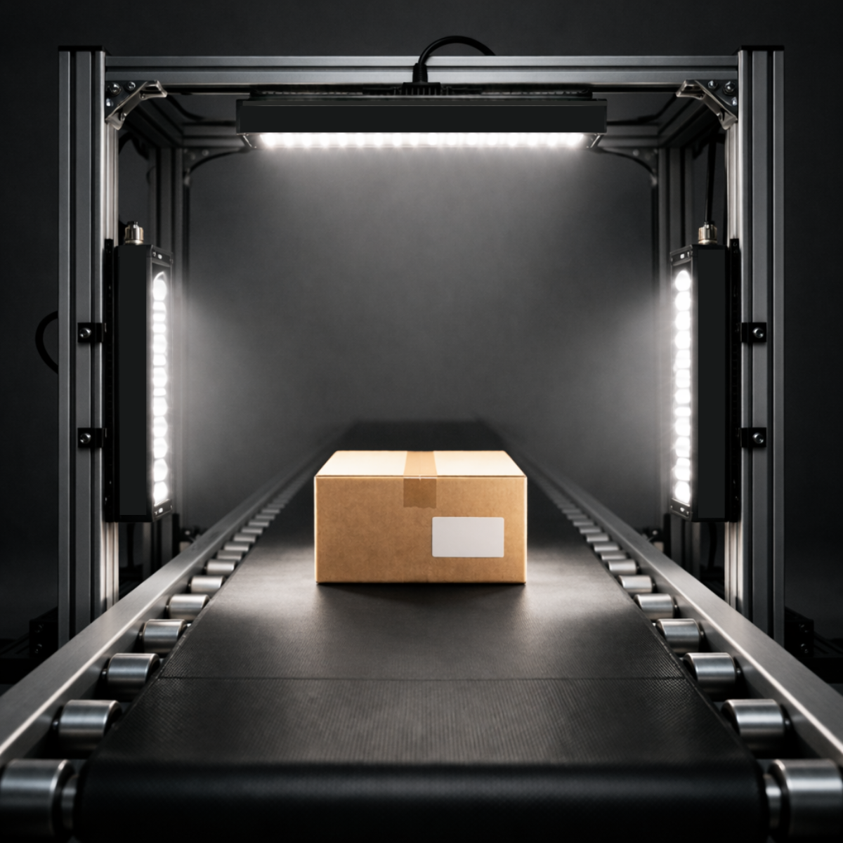 HPS Bar lights used in a scan tunnel machine vision system for high speed inspections on large conveyor systems