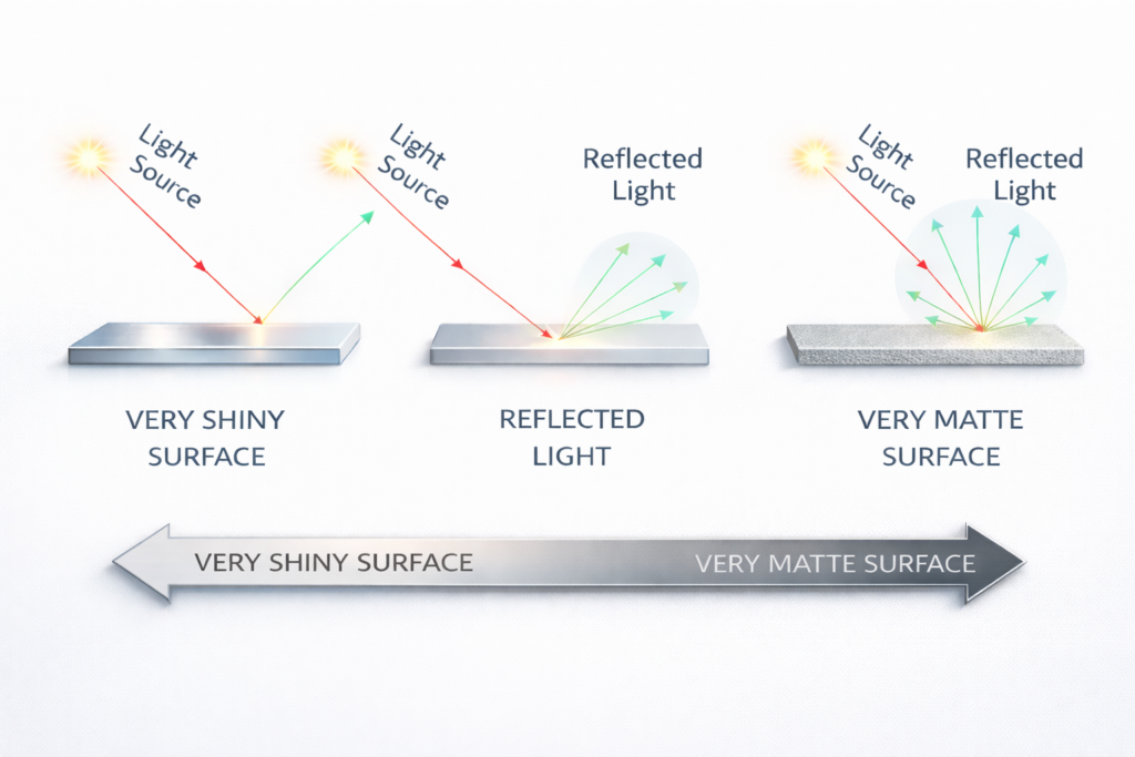 Diagram showcasing the lighting technique for inspecting mirrored and shiny parts in mahine vision