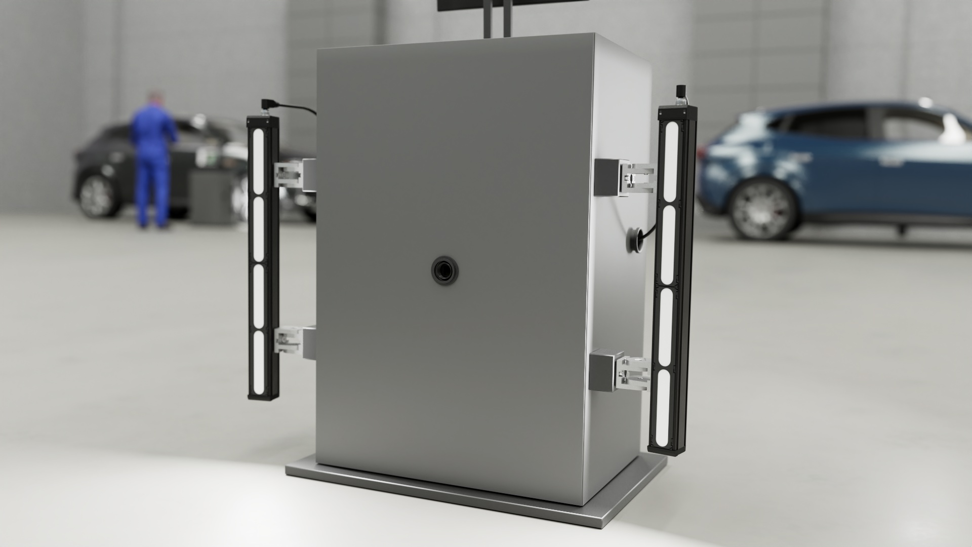 High-intensity HPS bar lights illuminate automotive tires for machine vision inspection of size, shape, and surface defects during production.