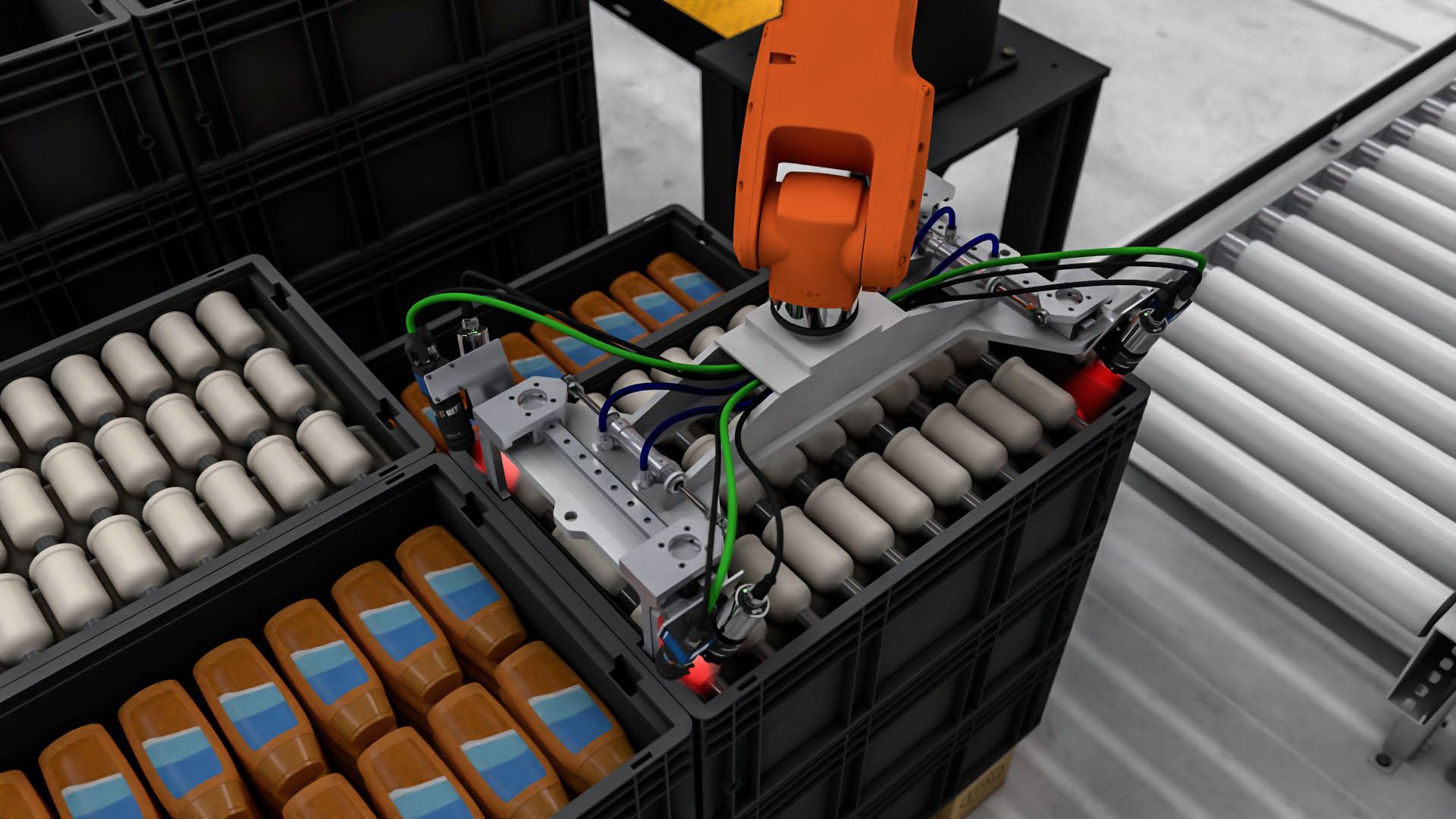 depalletisation application using precise machine vision spotlight