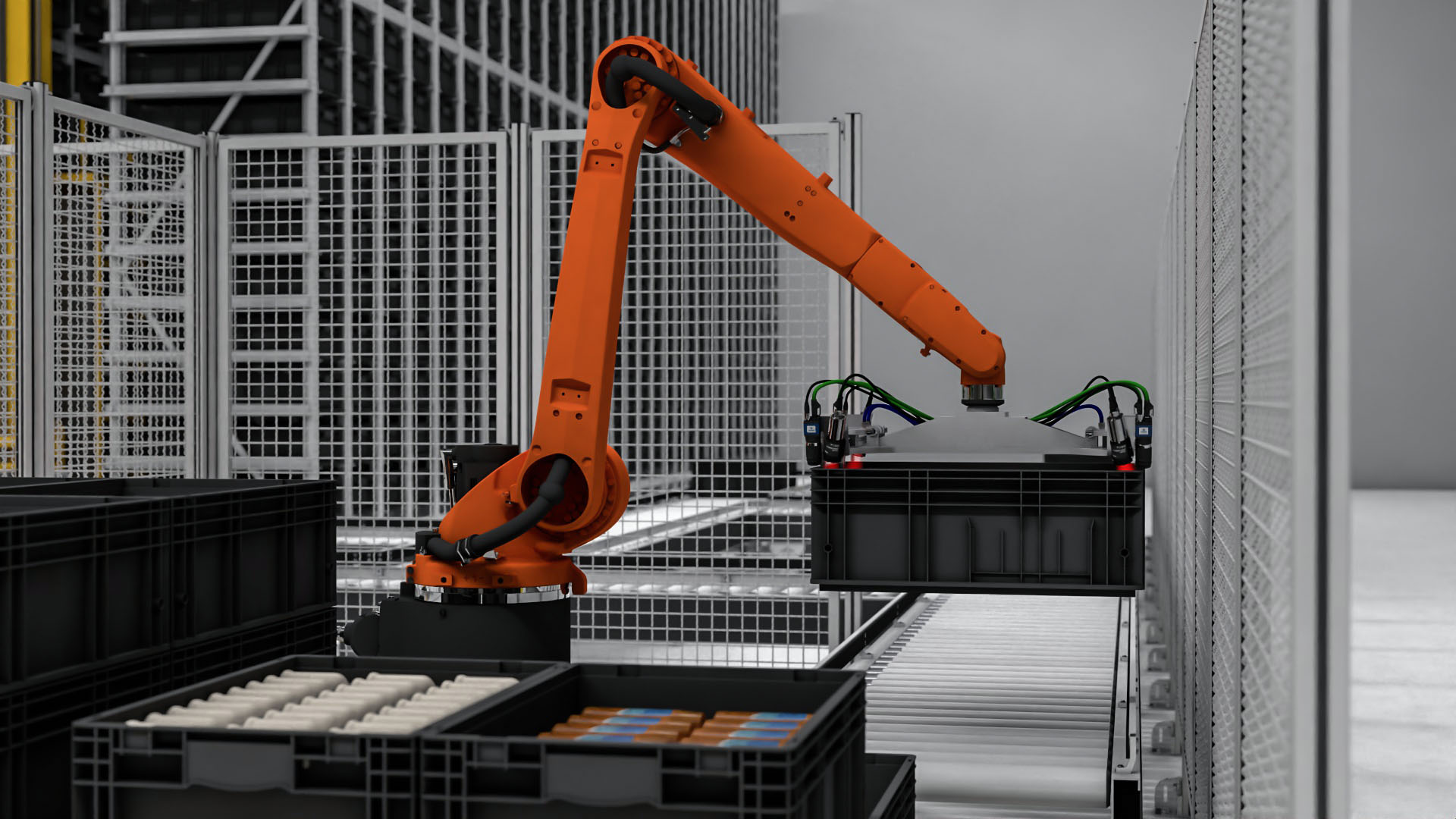 Depalletisation using Z-spot lighting for increased visibility