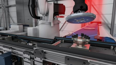 EBAR+ Machine Vision Light being used in gear manufacturing as part of the pick and place process on production lines.